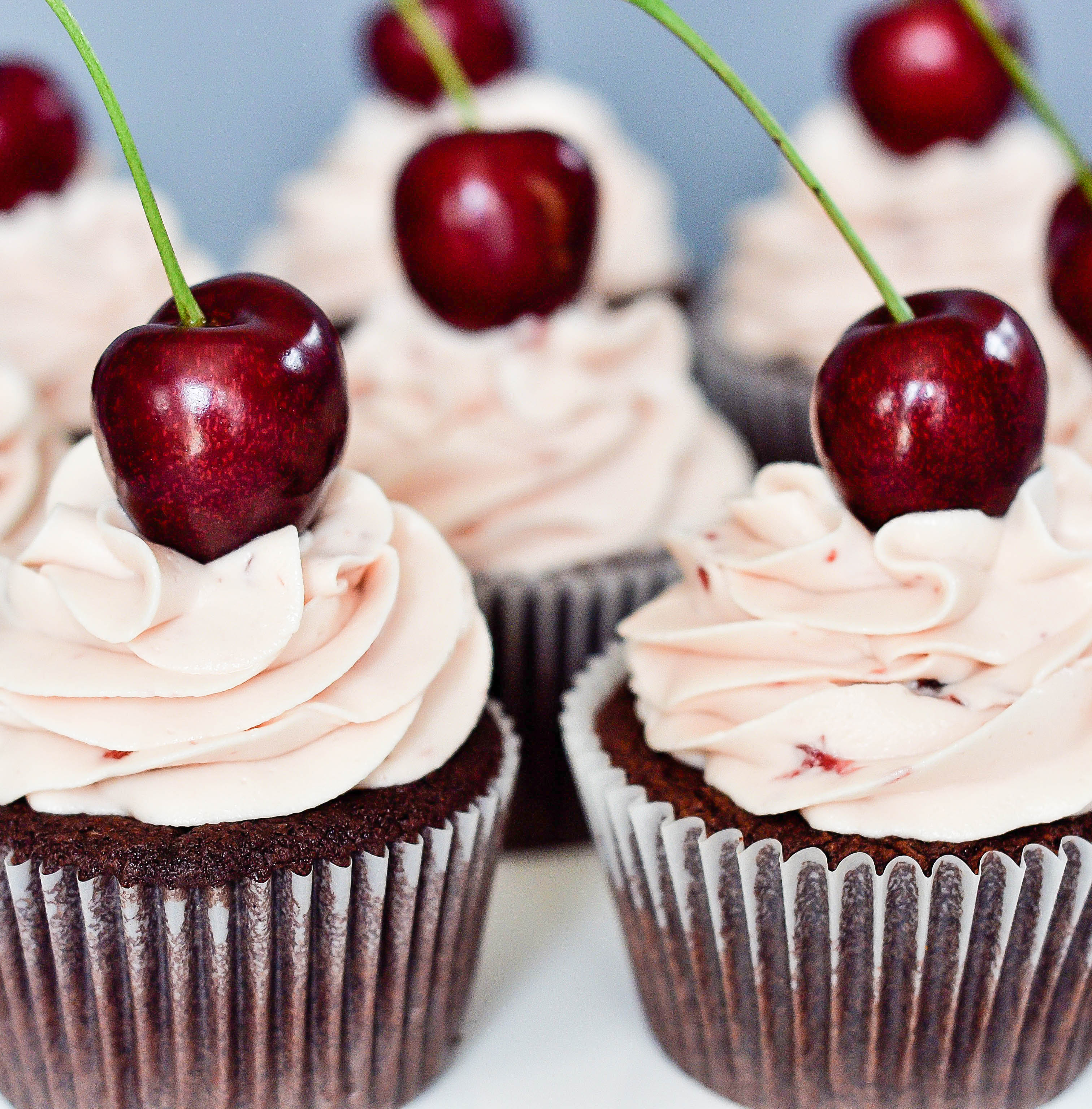 Cherry Filled Devil’s Food Cupcakes with Cherry Buttercream