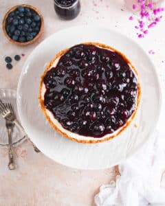 No-Bake Vanilla Cheesecake with Blueberry Compote