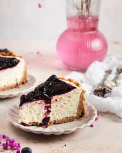 No Bake Vanilla Cheesecake with Blueberry Compote