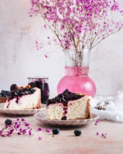 No Bake Vanilla Cheesecake with Blueberry Compote
