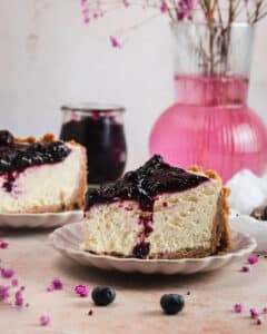 No-Bake Vanilla Cheesecake with Blueberry Compote