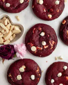 Soft Baked Red Velvet Cream Cheese White Chocolate Cookies