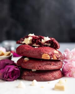 Soft Baked Red Velvet Cream Cheese Chocolate Chip Cookies