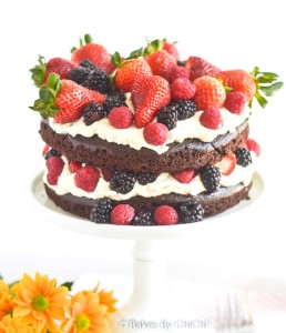 Chocolate Cake with Mascarpone Cream & Mixed Berries