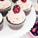 Devil's Food Cupcakes filled with Cherry Compote and Frosted with Cherry Buttercream