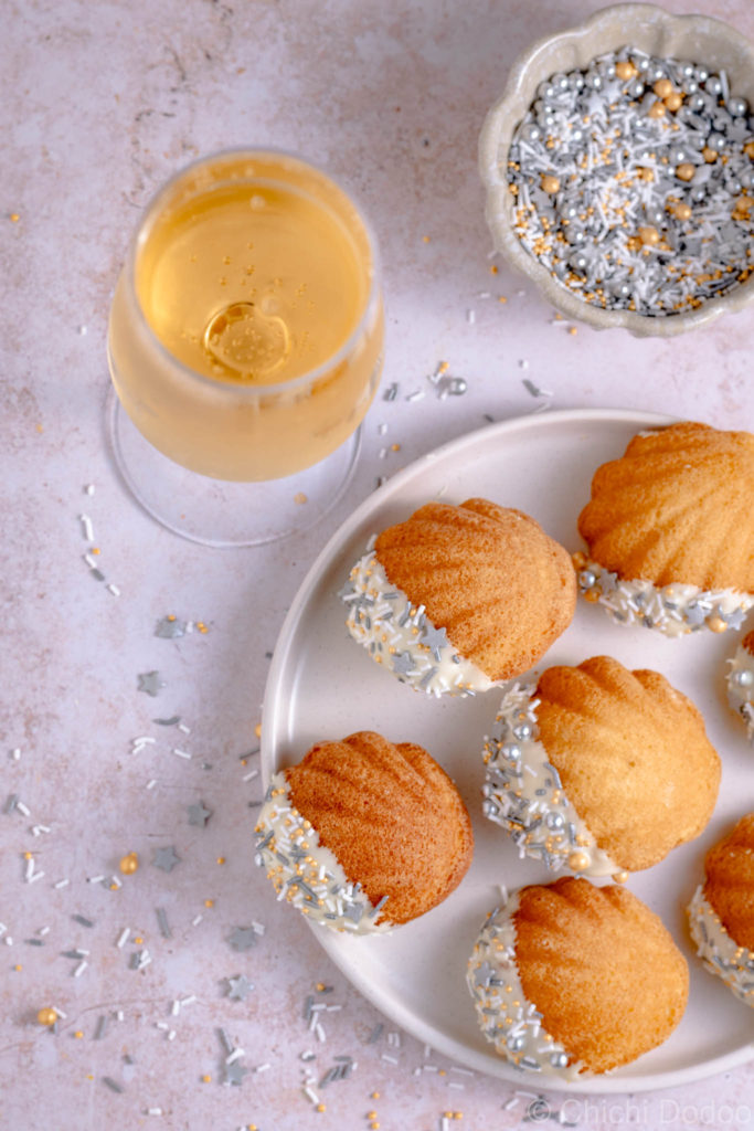 White Chocolate Dipped French Madeleines