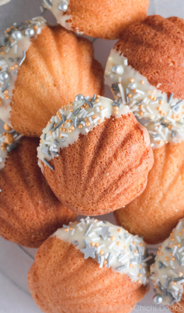 White Chocolate Dipped French Madeleines