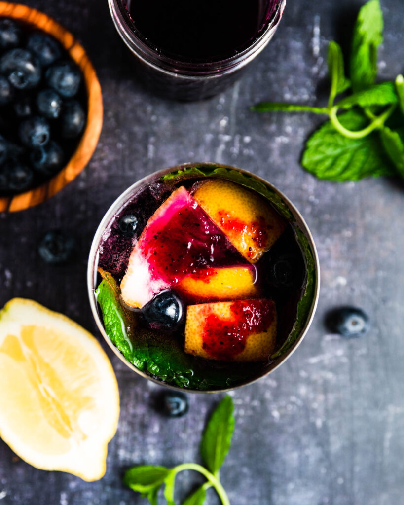 Blueberry Whiskey Smash Cocktail