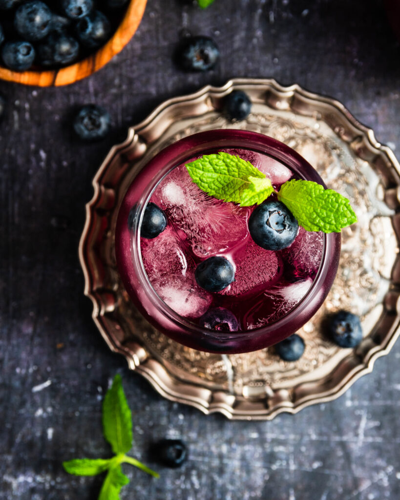 Blueberry Whiskey Smash Cocktail