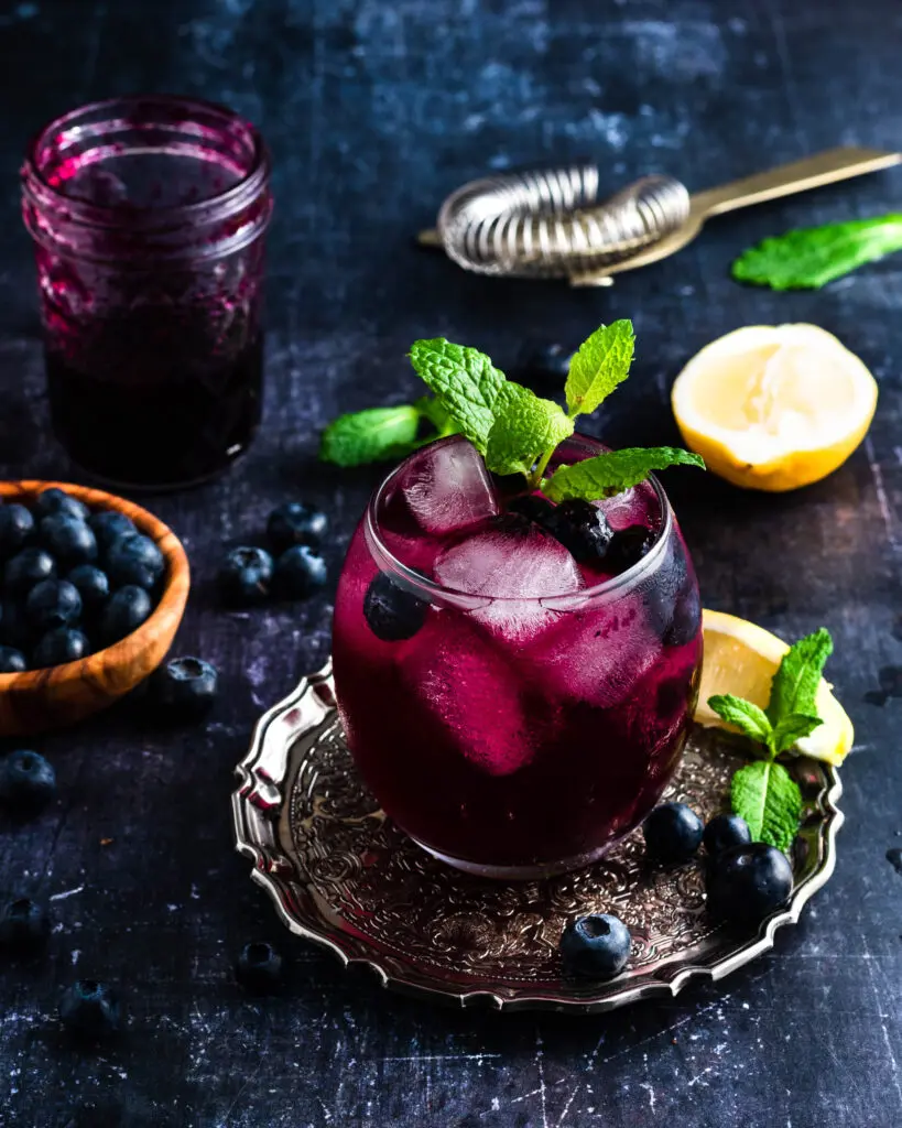 Blueberry Whiskey Smash Cocktail