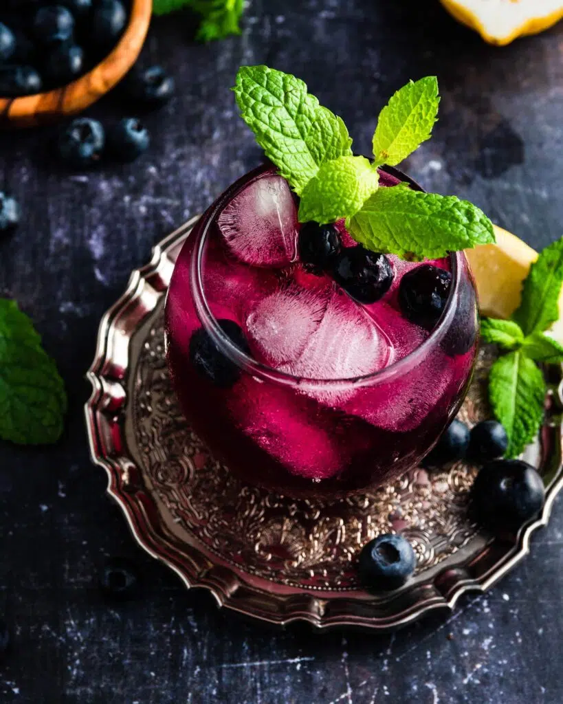 Blueberry Whiskey Smash Cocktail