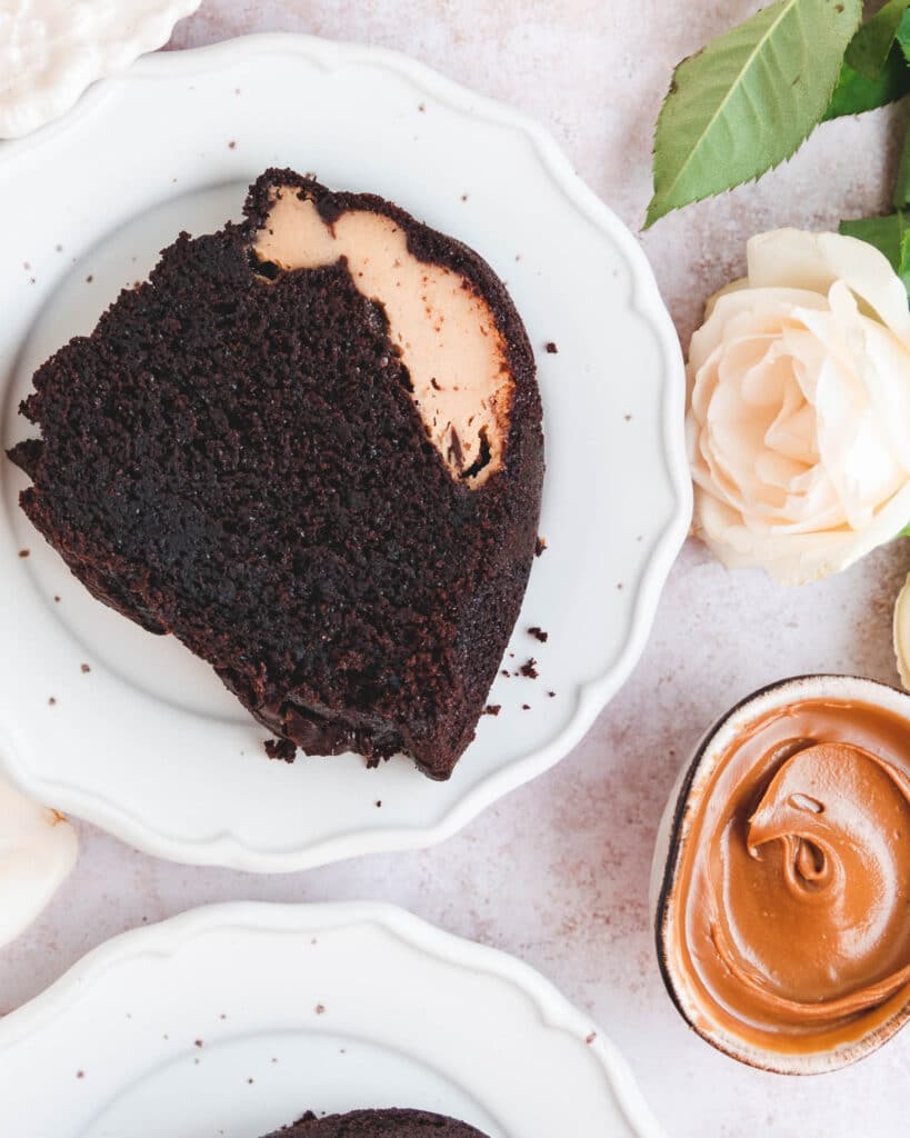 Biscoff Cheesecake Filled Chocolate Bundt Cake
