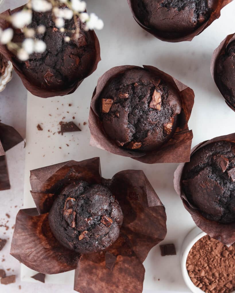 Double chocolate chunk muffins