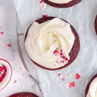 Red Velvet Cookies with Cream Frosting