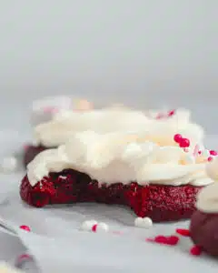 Red Velvet Cookies with Cream Frosting