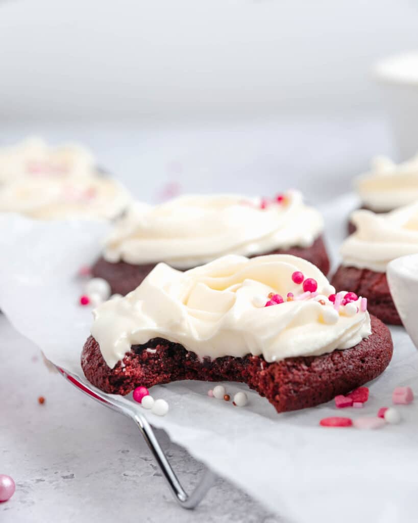 Red Velvet Cookies with Cream Frosting