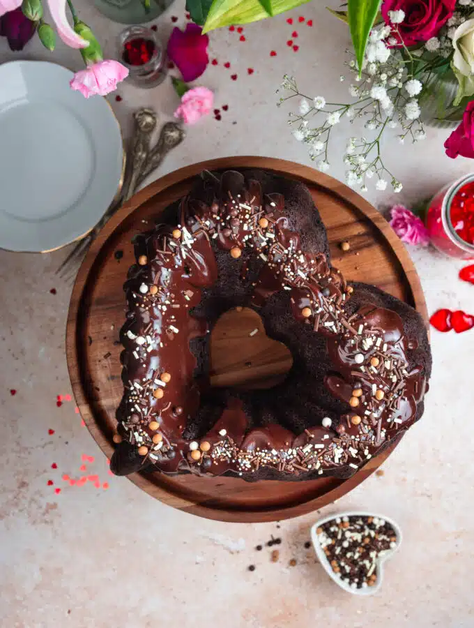 Heart Shaped Chocolate Bundt Cake