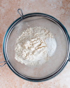 Sifted cake flour, baking powder and salt