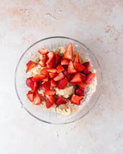 Scones batter with strawberries