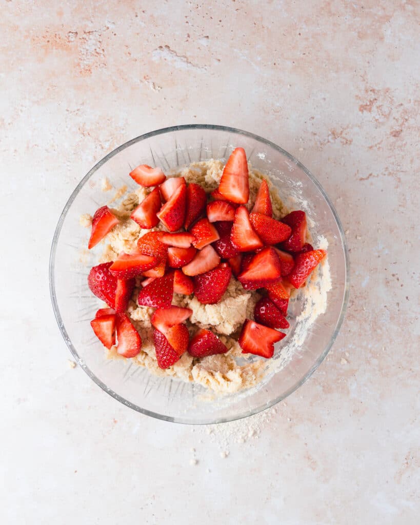 Scones batter with strawberries
