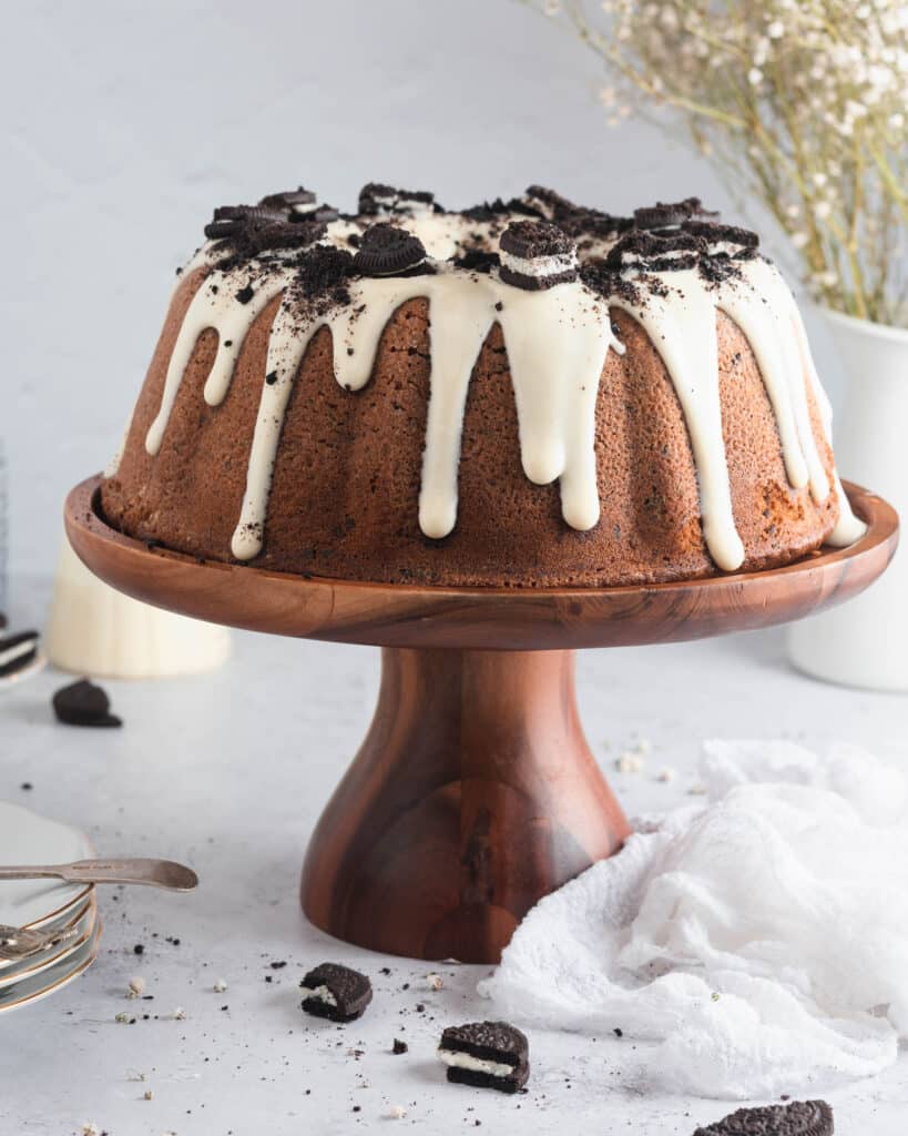 Oreo Pound Cake with Cream Cheese Glaze
