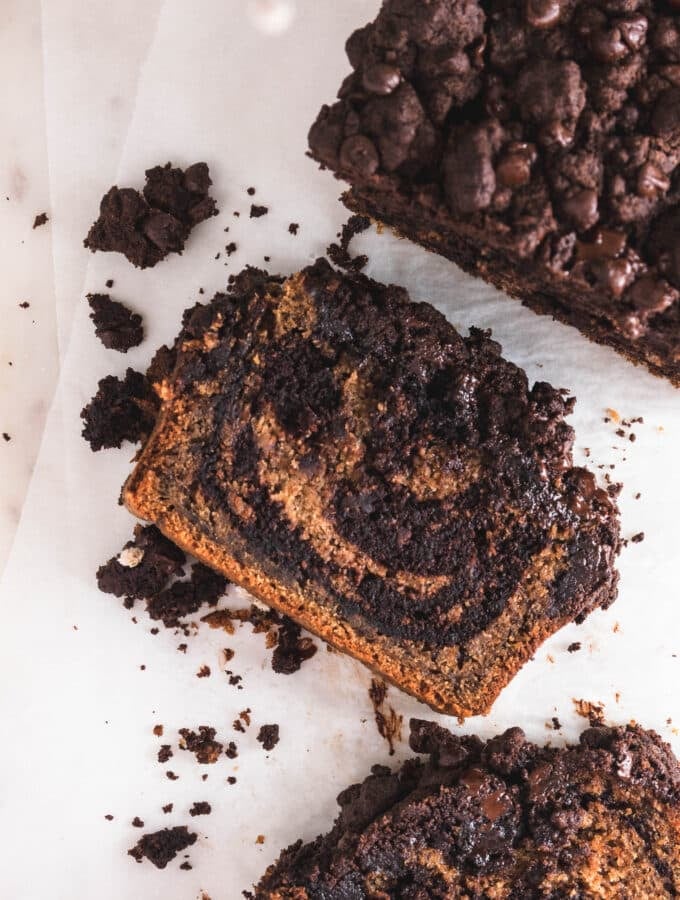 chocolate marbled banana crumb coffee cake