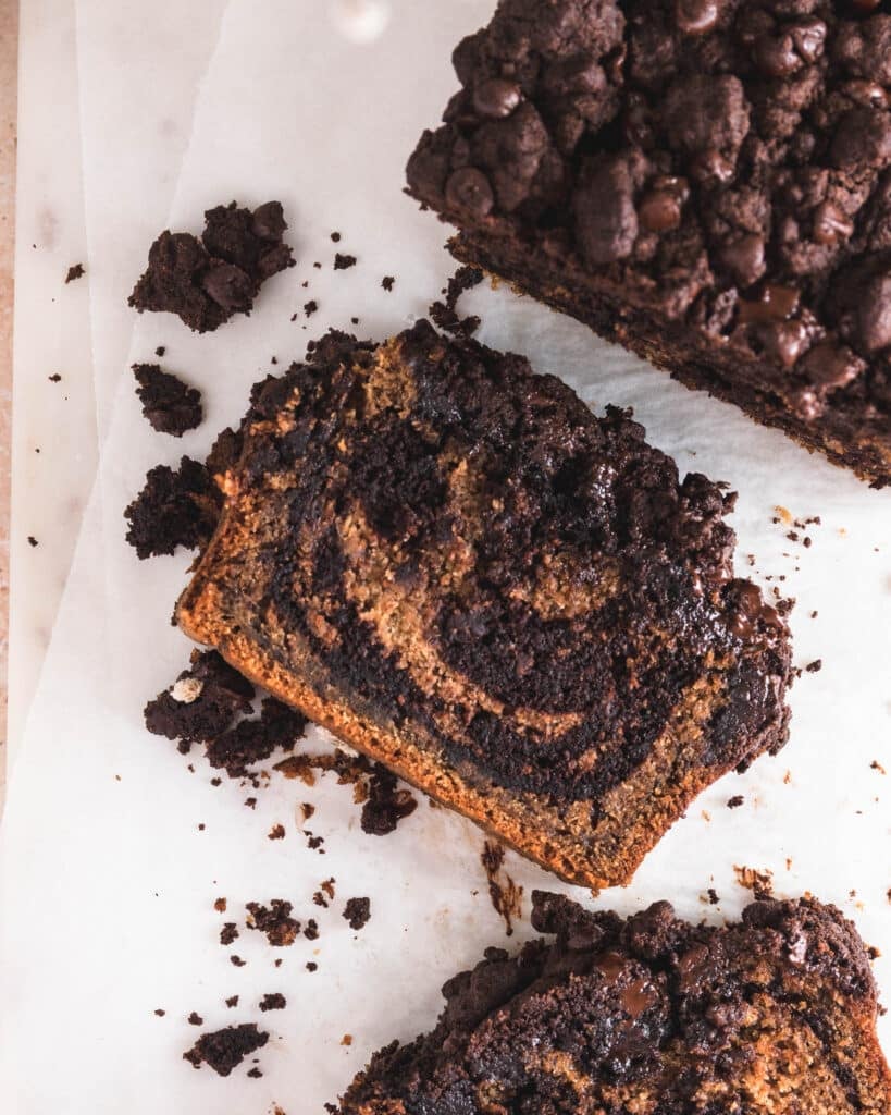 chocolate marbled banana crumb coffee cake