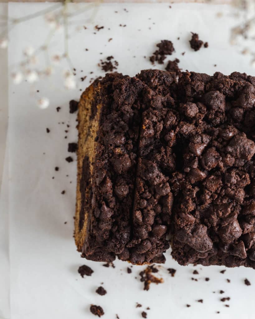 chocolate marbled banana crumb coffee cake