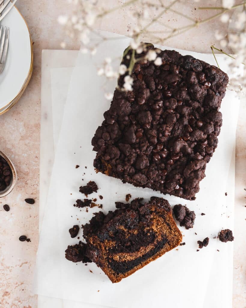 chocolate marbled banana crumb coffee cake